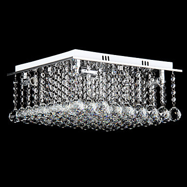 cubic stainless steel modern led crystal ceiling light lamp with 4 lights for living room lustres de sala