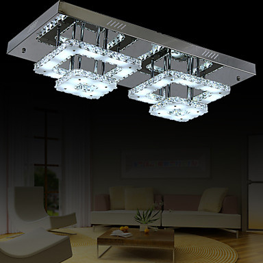 flush mount led modern crystal ceiling light lamp with 4 lights for living room, lustres de sala teto