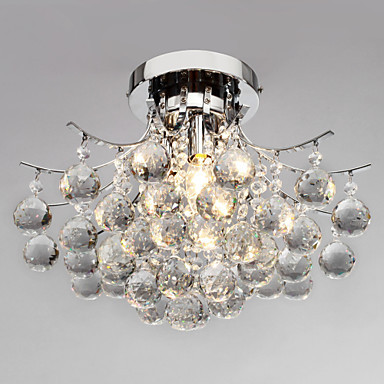 flush mount modern crystal led ceiling light lamp with 3 lights for living room lustre de cristal