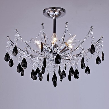 lustre, modern led crystal ceiling lamp light with 6 lights for living room home lighting lustres de cristal