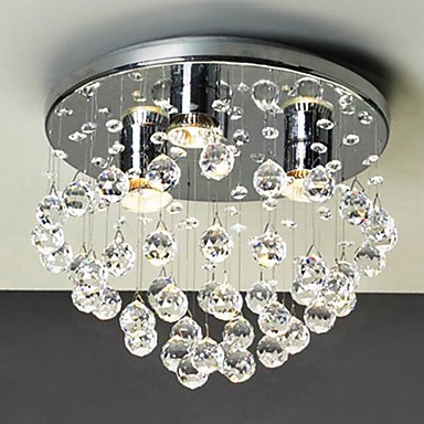 surface mounted modern led crystal ceiling light with 3 lights for living room lamp bedroom lustres