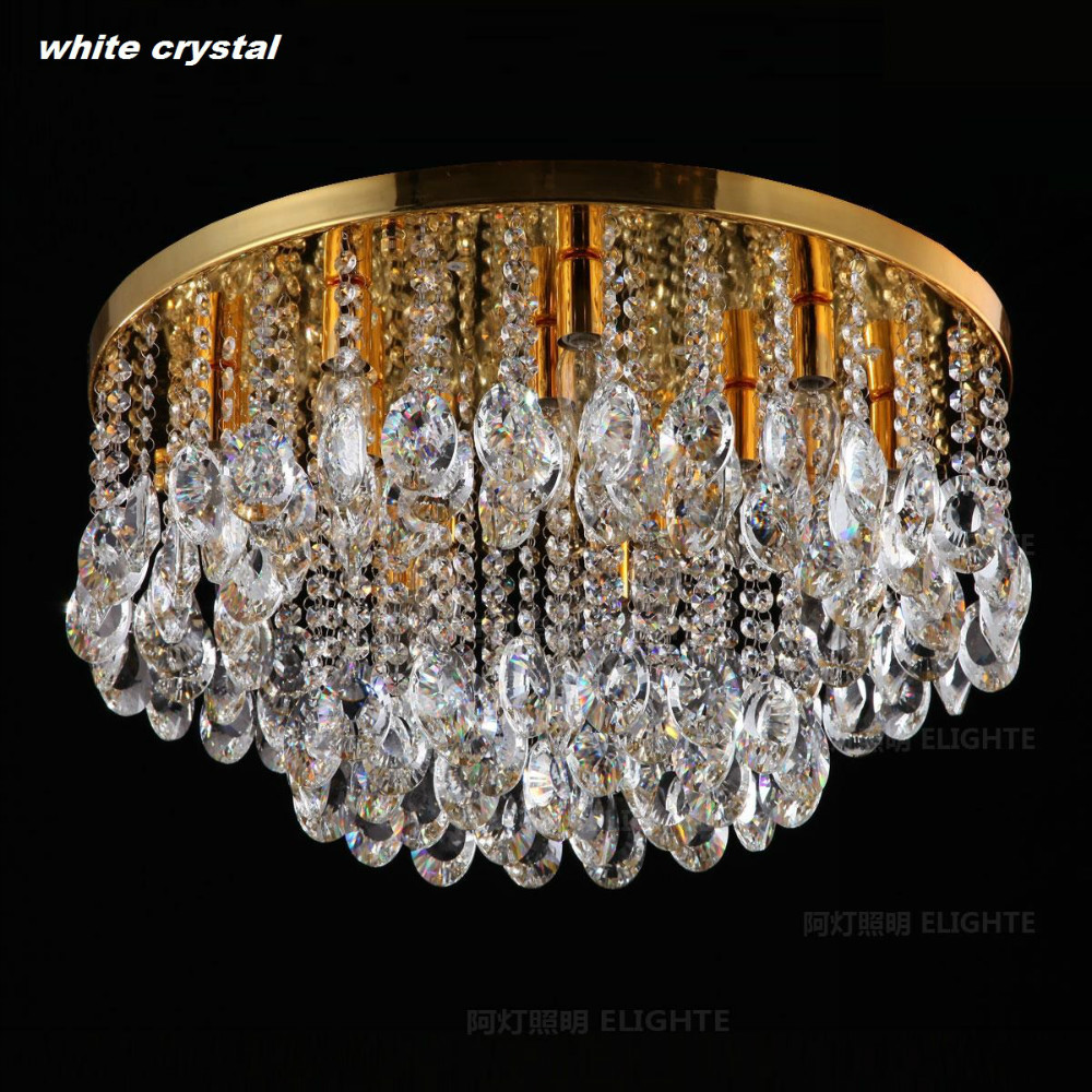 40cm (15.7") diameter luxury crystal ceiling lights surface mounted crystal ceiling light k9 champagne living room lighting
