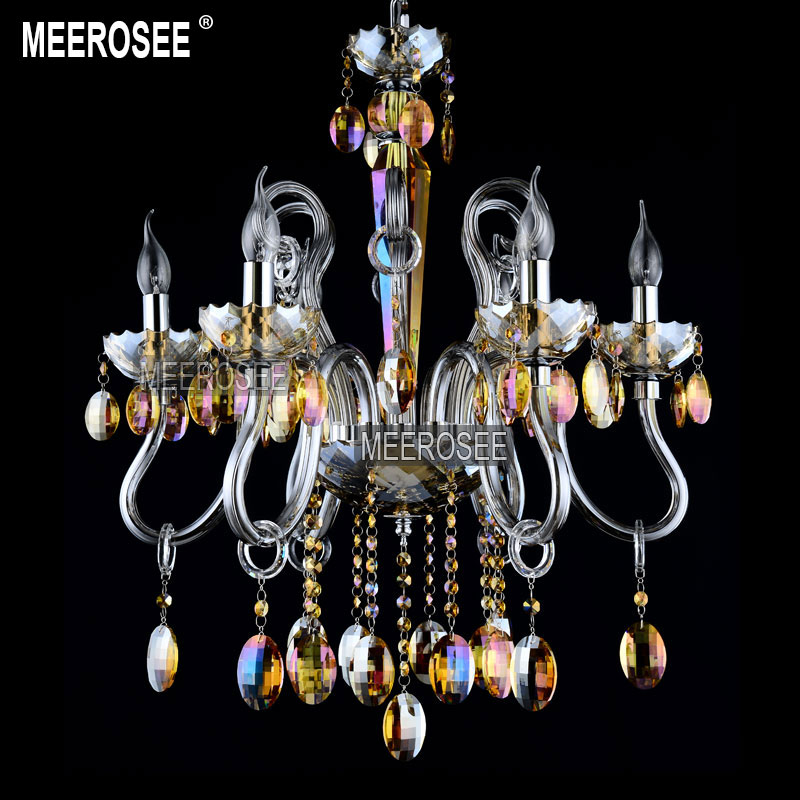 colorful glass chandelier lighting creative crystal chandelier meerosee light fixture 6 arms suitable for led bulbs