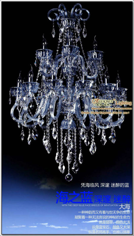 light blue large el chandlelier lighting premium quality crystal chandelir lustre galaxy pendant for project mds42-l12+6