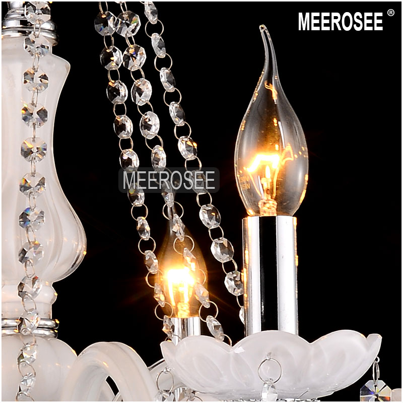 white elegent chandelir crytsal light glass lobby crystal chandelier lusters pendelleuchte with 8 lampholders md801