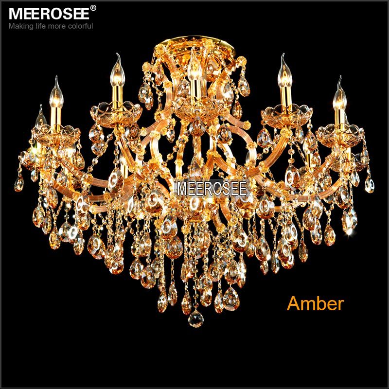 13 light maria theresa crystal chandelier light fixture cognac clear amber led crystal lustre lamp for lobby stair hallway