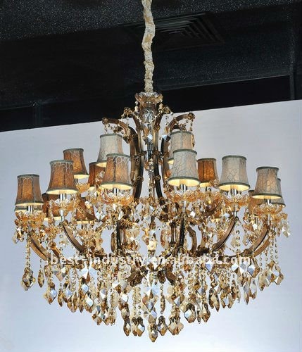 coffe with clear large el maria theresa crystal chandelier lamp fabric lampshades foyer hanging lights lustres 21 lights