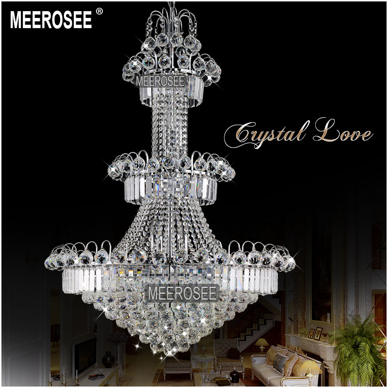 large el silver crystal chandelier light fixture gold or silver lustre hanging light for restaurant lobby staircase md8514
