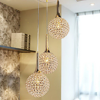 golden led modern crystal pendant light lamp with 3 lights for living dining room ,luminaire lustre de sala cristal