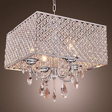 led modern crystal pendant lights lamp with crystal drops in square , lustre de cristal e pendentes