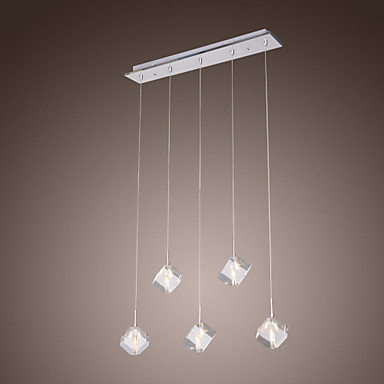 luminaire led modern k9 crystal bar pendant light lamp with 5 lights,lustres e pendentes
