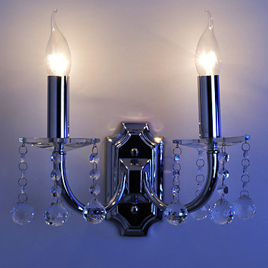arandela de cristal, modern led crystal wall light lamp with 2 lights for home lighting wall sconces