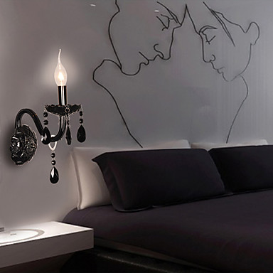 black crystal led wall light lamp with candle bulb,led wall sconce arandela de cristal