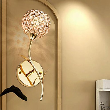 goldern modern crystal led wall light lamp with 1 lights for living room wall sconce