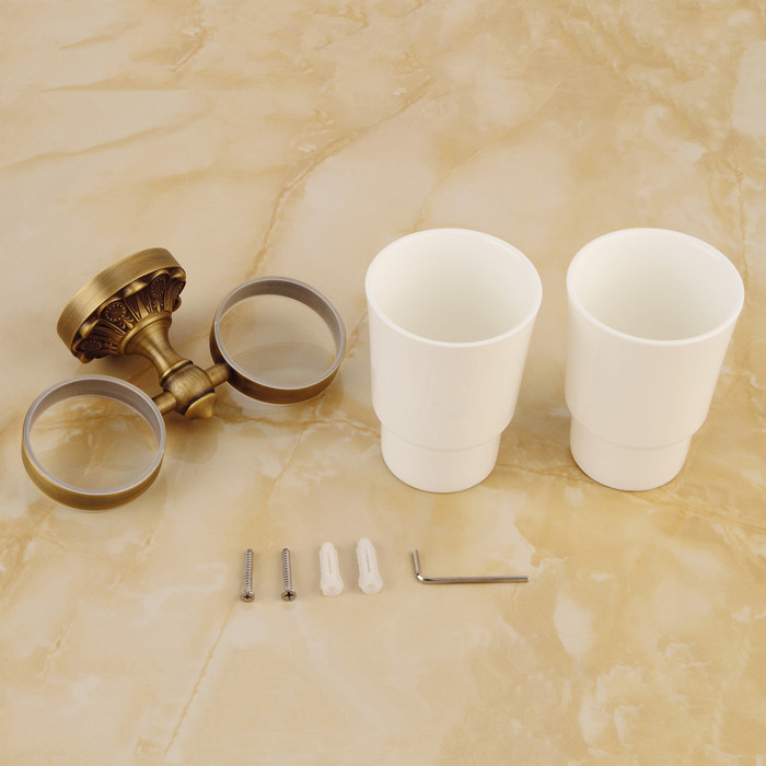 brass antique bronze double tumbler holder cup&tumbler holders tumbler brush holder bathroom accessory 6008f