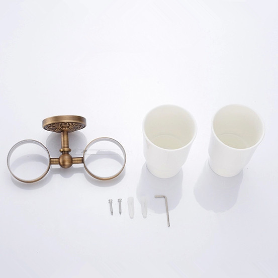 copper antique bathroom cup & tumbler holder, double toothbrush holder bathroom accessories ha-33f