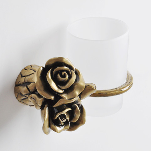 luxury beautifull rose bathroom cup & tumbler holders wall mounted aluminum single toothbrush rack mb-0914b