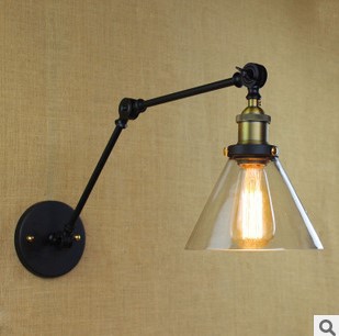 60w edison rh retro loft vintage wall light with glass lampshade industiral arm wall lamp,arandelas lampara de pared