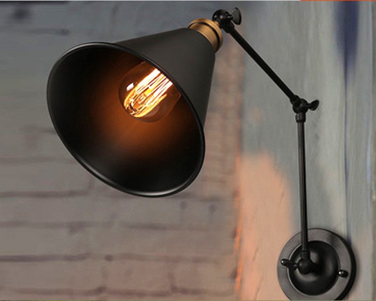 60w retro loft style vintage industrial lamp wall lights for home with arm, edison wall sconce lamparas de pared