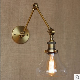 america country rh retro loft industiral vintage wall lamp with glass lampshade edison arm wall light 60w