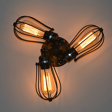 american industrial loft vintage wall lamp light with 3 light for home lighting, wall sconce