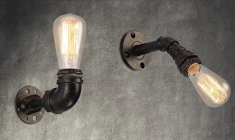 american rustic loft style vintage wall lamp for home indoor lighting, retro industrial pipe lamp edison wall sconce