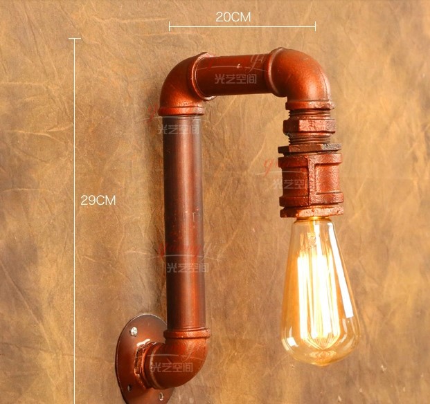 american village loft industrial edison style vintage wall light lamp, retro water pipe lamp wall sconce