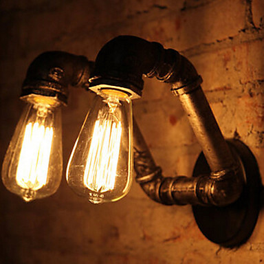 americanrustic loft style vintage industrial wall light lamp, retro water pipe lamp edison wall sconce