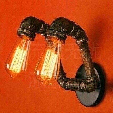 americanrustic loft style vintage industrial wall light lamp, retro water pipe lamp edison wall sconce