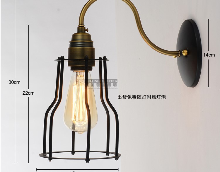 black metal shade style loft industrial lamp vintage wall lamp lights for home edison wall sconce fixtures