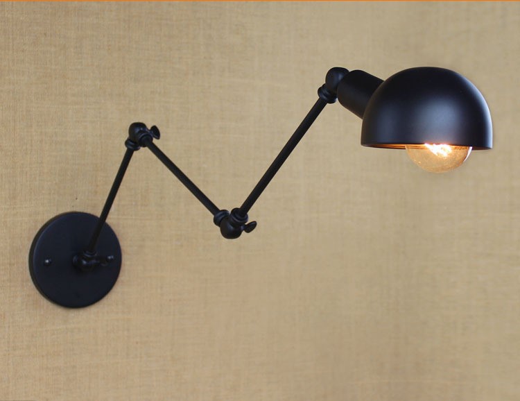 edison rh retro loft vintage industrial wall lamp black lampshade arm wall sconce,arandelas lamparas de pared
