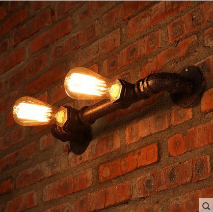 edison wall sconce industrial pipe vintage wall light with 2 lights for home lighting in american country retro loft style
