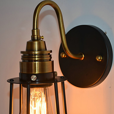 loft edison bulb vintage wall lamp lights with 1 light with black metal skeleton shade lighting wall sconce