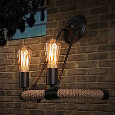 retro american rustic loft style vintage industrial wall lamp, edison wall sconce with 2 lights