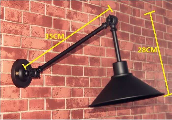 retro loft style industrial vintage wall lamp led wall light with arm, led wall sconce lamparas de pared