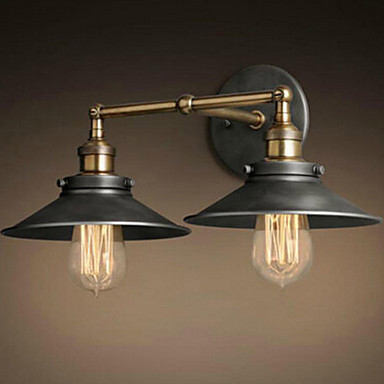 retro vintage loft industrial wall lamp with 2 lights , edison wall sconce american concise country style