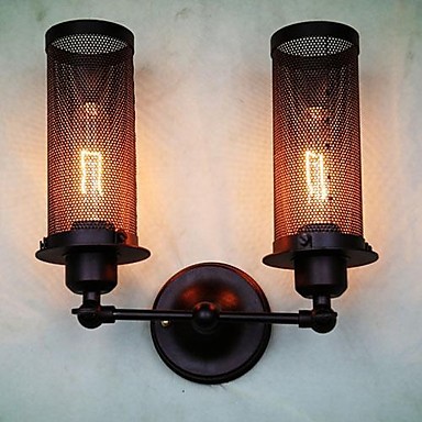 vintage industrial wall light lamp with 2 lights , wall sconce american loft style retro edison bulb