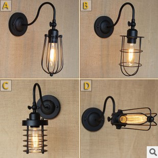 vintage wall sconce, black retro style loft industrial wall lamp lights fixtures arandela lampara de pared