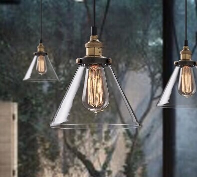 to eu 6pcs/lot d145mmxh230mm e27/e26 ce/ul 220v/110v edison vintage clear glass shade industrial pendant lamp