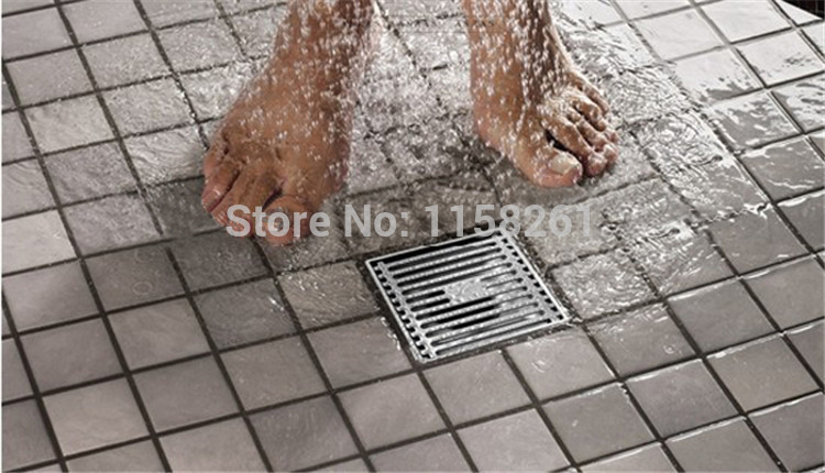 bathroom solid brass square anti-odor floor drain floor swallet device hardware shower waste grate hj-8112a