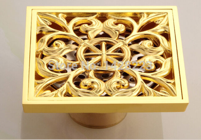 luxury golden bathroom deodorization floor drain brass floor waste drainer