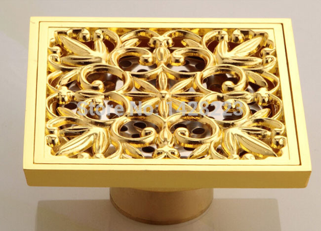 luxury golden bathroom deodorization floor drain brass floor waste drainer