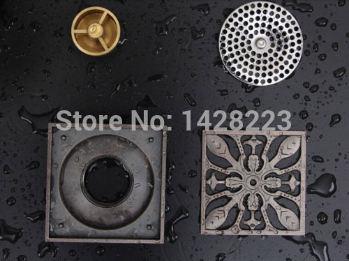 modern oil rubbed bronze square bathroom shower floor drain washer grate waste drain 4 inch