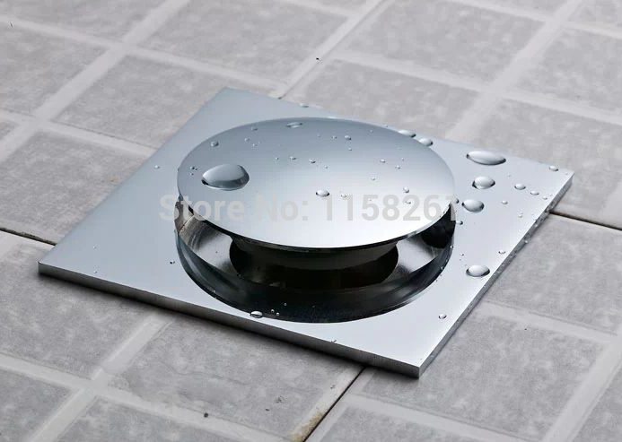 selling 9.5cm*9.5cm chrome finish brass drain sink square drainer floor drain waste grate vessel drain bath products 8608