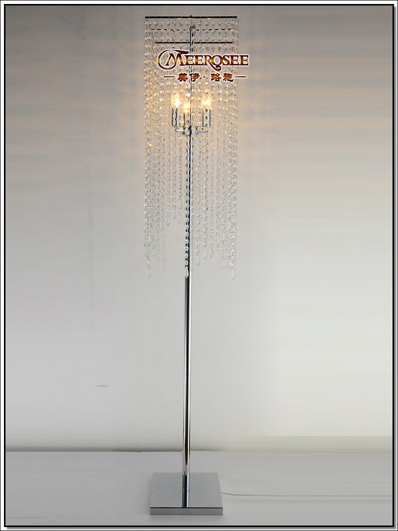 modern popular crystal floor lamp, chrome floor stand lighting meerosee stand lighting fl10008