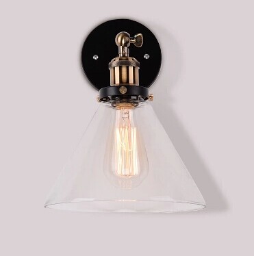 6pcs/lot glass shade edison lighting e27 vintage brass holder industrial wall lamps est price good quality