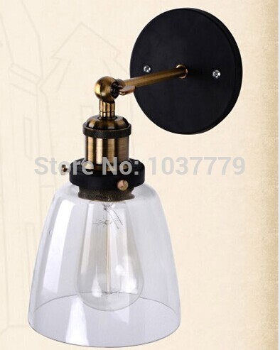 aged steel glass cloche filament sconce vintage wall lamp