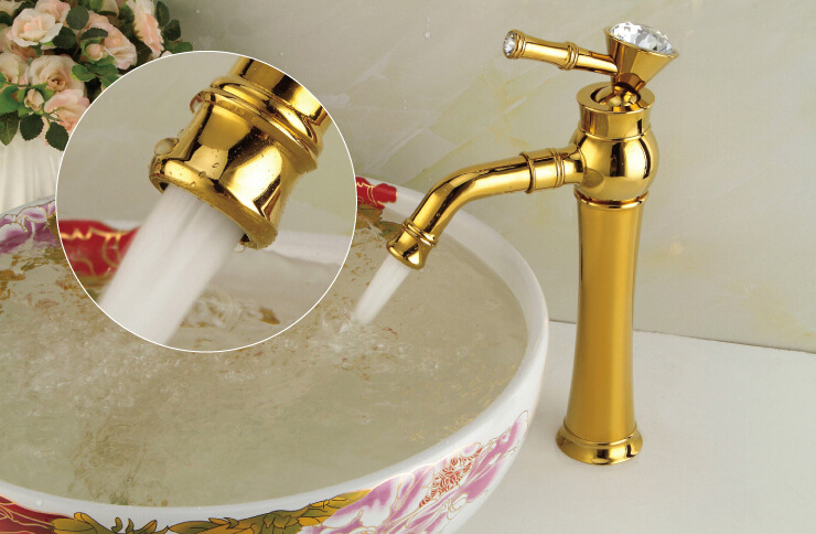 bathroom faucets crystal handles gold luxury basin sink water tap single handle