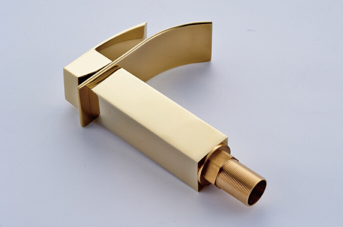 bathroom tap gold square basin mixers golden plated water tap