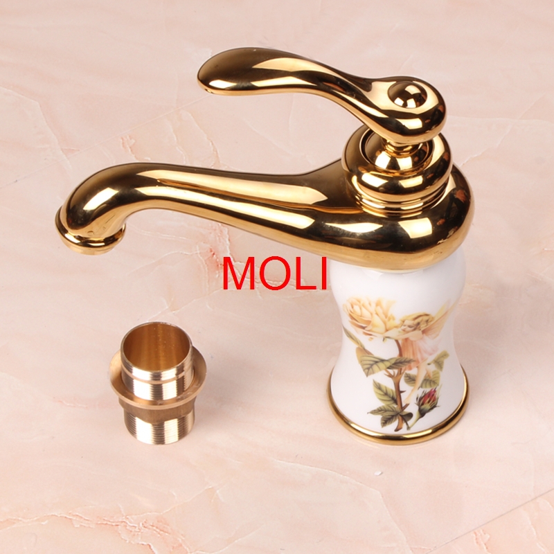 deck mounted gold brass white ceramic angel and cold wash basin faucet bathroom faucets torneiras